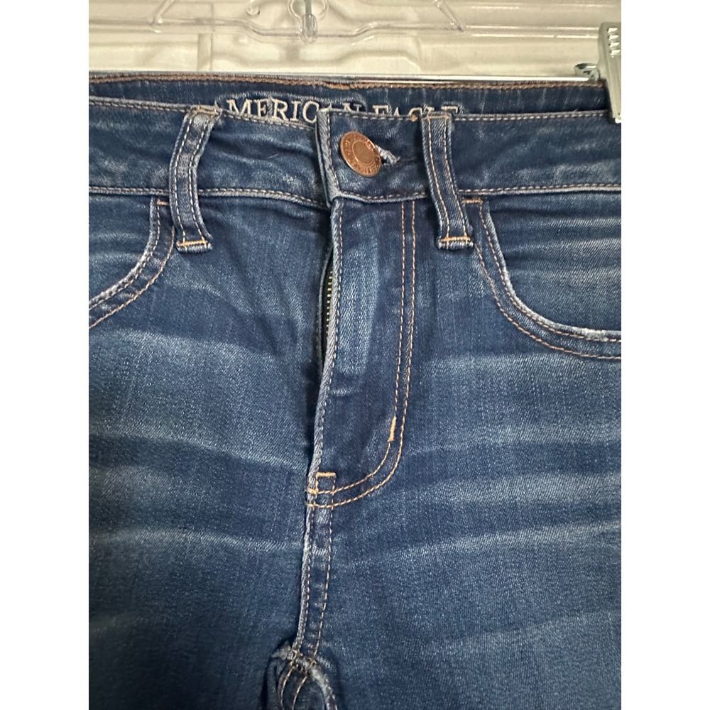 American Eagle Super‎ Stretch High Waist Jeggings Blue Women Size 2 Short - Picture 2 of 9